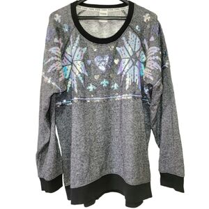 Victoria's Secret 2013 Pinkish Gray & Black Oversize Sequin Snowflake Sweater Lg
